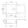 Kép 3/4 - EVIDO Cubo XL 6S gránit mosogató, 1000 x 500 mm, avena