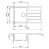 Kép 4/4 - EVIDO Easy 45S gránit mosogató, 760 x 440 mm, avena, doboz nélkül, lefolyógarnitúrával