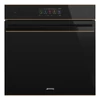 Kép 1/5 - SMEG KOMBINÁLT GŐZSÜTŐ, Dolce Stil Novo design, Galileo, 60 cm, nagy TFT, fekete üveg, réz dísz