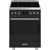 Kép 1/5 - SMEG PIROLITIKUS SZABADONÁLLÓ TŰZHELY, Classica design, 60 cm, 1 sütőtér, indukciós főzőlap, matt fekete