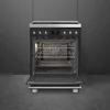 Kép 2/5 - SMEG PIROLITIKUS SZABADONÁLLÓ TŰZHELY, Classica design, 60 cm, 1 sütőtér, indukciós főzőlap, matt fekete
