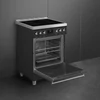 Kép 4/5 - SMEG PIROLITIKUS SZABADONÁLLÓ TŰZHELY, Classica design, 60 cm, 1 sütőtér, indukciós főzőlap, matt fekete