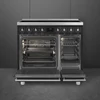 Kép 2/5 - SMEG PIROLITIKUS SZABADONÁLLÓ TŰZHELY, Classica design, 90 cm, 2 sütőtér, indukciós főzőlap, matt fekete