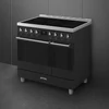 Kép 3/5 - SMEG PIROLITIKUS SZABADONÁLLÓ TŰZHELY, Classica design, 90 cm, 2 sütőtér, indukciós főzőlap, matt fekete
