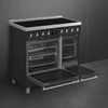 Kép 4/5 - SMEG PIROLITIKUS SZABADONÁLLÓ TŰZHELY, Classica design, 90 cm, 2 sütőtér, indukciós főzőlap, matt fekete