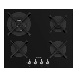 SMEG GÁZ FŐZŐLAP, Classica, 60 cm, öntöttvas rács, fekete üveg