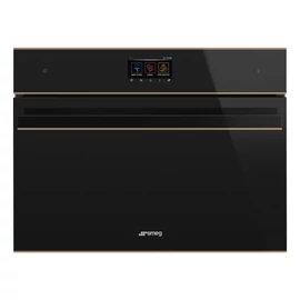 SMEG KOMBINÁLT KOMPAKT GŐZSÜTŐ,DSN ,16 funkció,5 gőzfunkció,TFT kijelző,fekete üveg réz díszítéssel