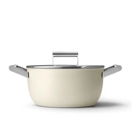 SMEG LÁBAS, 24 cm, edzett üveg fedél, rozsdamentes acél fogantyú, matt bézs