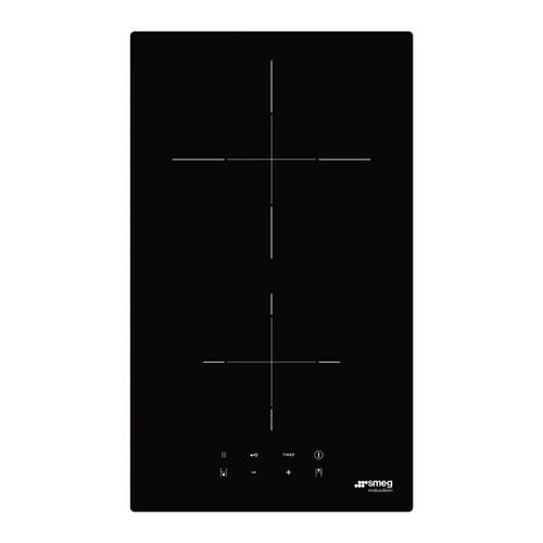 SMEG DOMINO INDUKCIÓS FŐZŐLAP, Universal design, 30 cm, 2 főzőzóna, egyenes él, fekete üveg