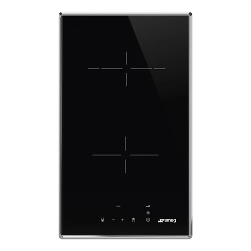 SMEG DOMINO KERÁMIA FŐZŐLAP, Universal design, 30 cm, 4 főzőzóna, fekete üveg, inox keret