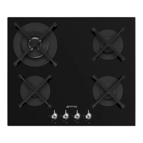 SMEG GÁZ FŐZŐLAP, Classica, 60 cm, öntöttvas rács, fekete üveg