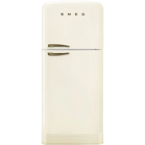 SMEG KOMBINÁLT HŰTŐ ÉS FAGYASZTÓ, retro, 79,6x192,1 cm, jobb oldali pántok, bézs, bronz színű logo és fogantyú