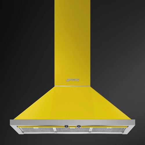 SMEG PORTOFINO design kürtős fali páraelszívó, 90 cm, sárga