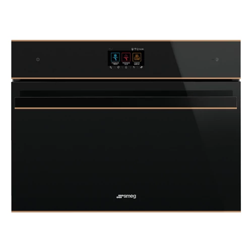 SMEG SOKKOLÓ HŰTŐ, Dolce Stil Novo design, 45 cm, TFT, fekete üveg, réz dísz