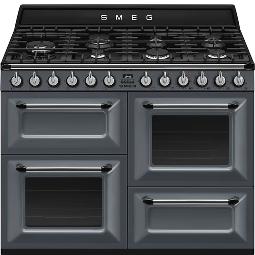 SMEG SZABADONÁLLÓ TŰZHELY, Victoria design, 110 cm, 3 sütőtér, 5 funkció, gáz főzőlap, palaszürke