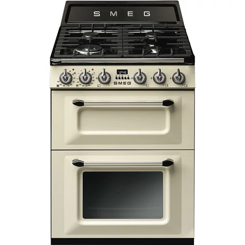 SMEG SZABADONÁLLÓ TŰZHELY, Victoria design, 60 cm, 2 sütőtér, 4 funkció, gáz főzőlap, bézs 