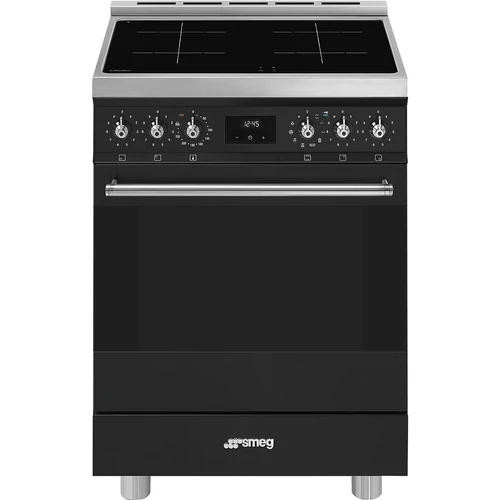 SMEG PIROLITIKUS SZABADONÁLLÓ TŰZHELY, Classica design, 60 cm, 1 sütőtér, indukciós főzőlap, matt fekete