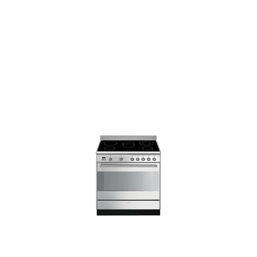 SMEG SZABADONÁLLÓ TŰZHELY, Classica design, 90 cm, 1 sütőtér, 8 funkció, üvegkerámia főzőlap, rozsdamentes acél