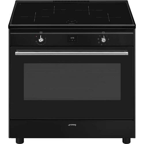 SMEG SZABADONÁLLÓ TŰZHELY, Classica design, 90 cm, 1 sütőtér, 8 funkció, indukciós főzőlap, fekete