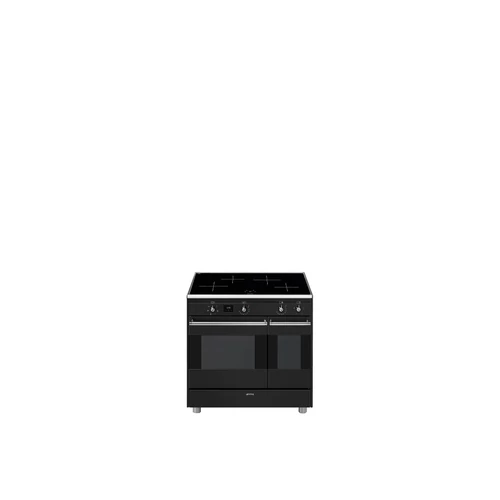 SMEG SZABADONÁLLÓ TŰZHELY, Classica design, 90 cm, 2 sütőtér, indukciós főzőlap, antracit