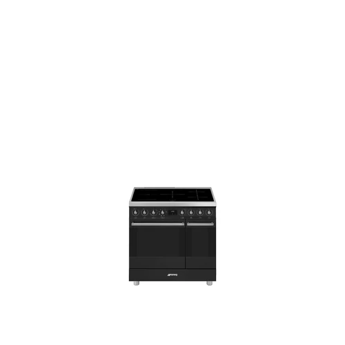 SMEG SZABADONÁLLÓ TŰZHELY, Classica design, 90 cm, 2 sütőtér, indukciós főzőlap, matt fekete