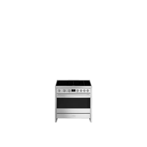 SMEG SZABADONÁLLÓ TŰZHELY, Classica design, ipari megjelenés, 90 cm, 1 sütőtér, indukciós főzőlap, inox