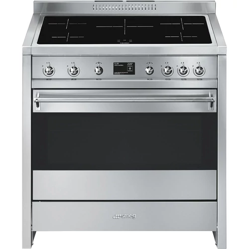 SMEG SZABADONÁLLÓ TŰZHELY, Classica design, 90 cm, 1 sütőtér, indukciós főzőlap, inox