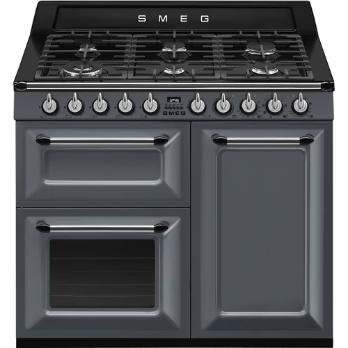 SMEG SZABADONÁLLÓ TŰZHELY, Victoria design, 100cm, 3 sütőtér, 5 funkció, gáz főzőlap, palaszürke