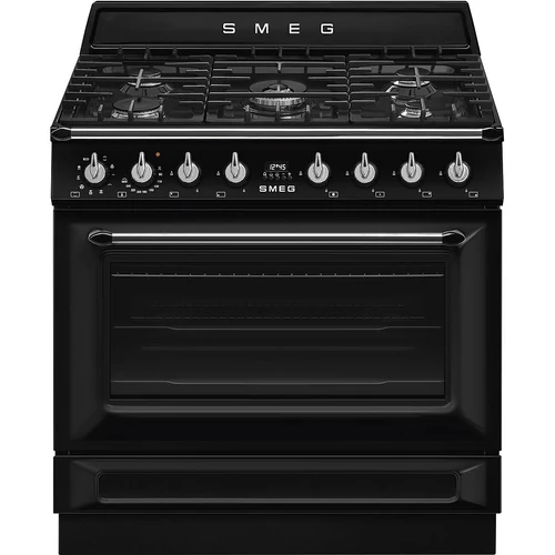 SMEG SZABADONÁLLÓ TŰZHELY, Victoria design, 90 cm, 1 sütőtér, 9 funkció, gőztisztítás, gáz főzőlap, fekete