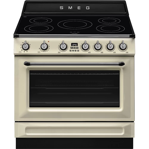 SMEG SZABADONÁLLÓ TŰZHELY, Victoria design, 90 cm, 1 sütőtér, 9 funkció, indukciós főzőlap, bézs
