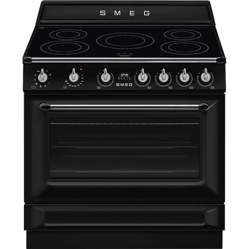 SMEG SZABADONÁLLÓ TŰZHELY, Victoria design, 90 cm, 1 sütőtér, 9 funkció, indukciós főzőlap, fekete