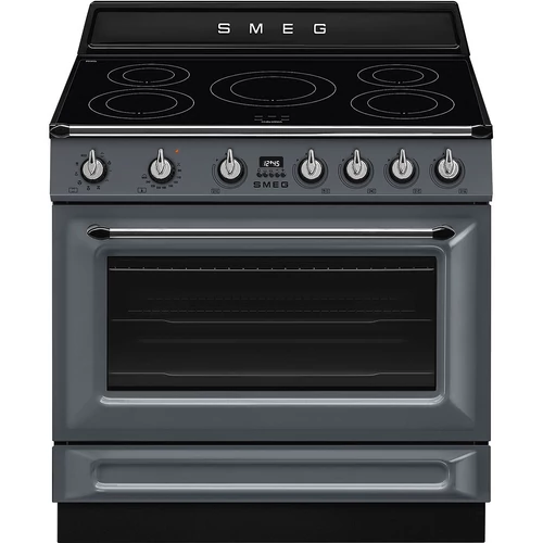 SMEG SZABADONÁLLÓ TŰZHELY, Victoria design, 90 cm, 1 sütőtér, 9 funkció, indukciós főzőlap, palaszürke