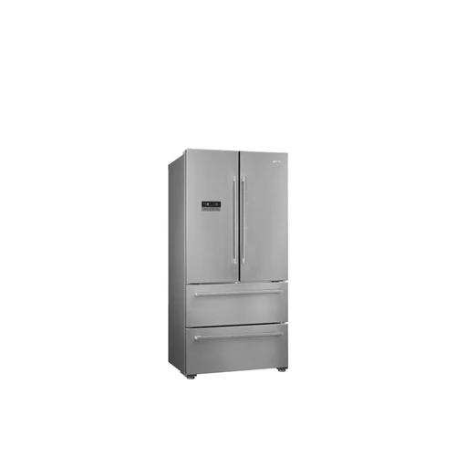 SMEG SZABANONÁLLÓ HŰTŐ ÉS FAGYASZTÓ, francia ajtó, 84x182, E energiaosztály, külső LED kijelző, francia ajtó, inox