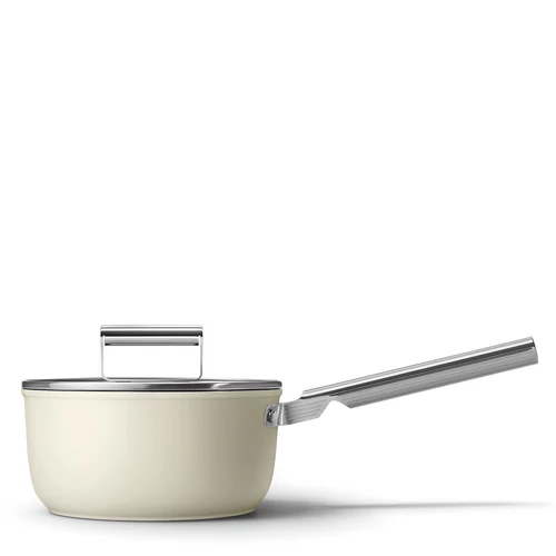 SMEG SZÓSZOS EDÉNY, 20 cm, edzett üveg fedél, rozsdamentes acél fogantyú, bézs