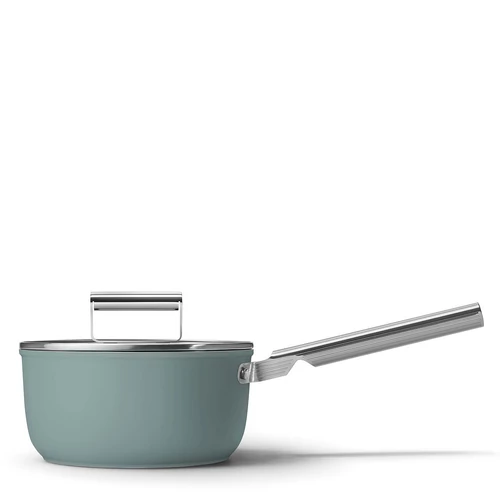 SMEG SZÓSZOS EDÉNY, 20 cm, edzett üveg fedél, rozsdamentes acél fogantyú, smaragdzöld