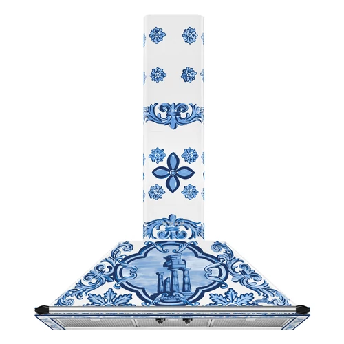 SMEG VICTORIA design kürtős fali páraelszívó, 90 cm, D&G Blu Mediterraneo kollekció