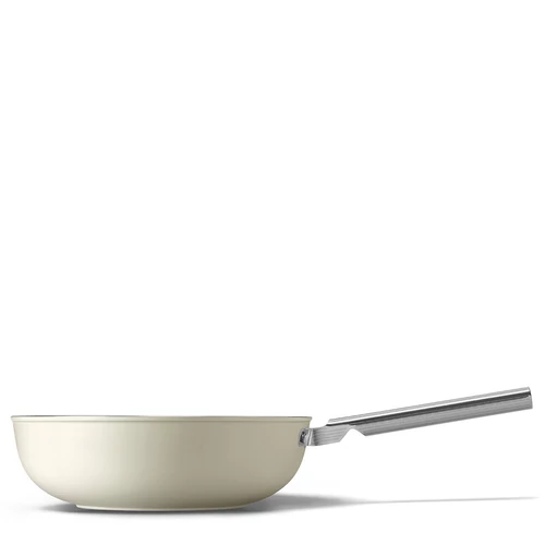 SMEG WOK SERPENYŐ, 30 cm, rozsdamentes acél fogantyú, bézs