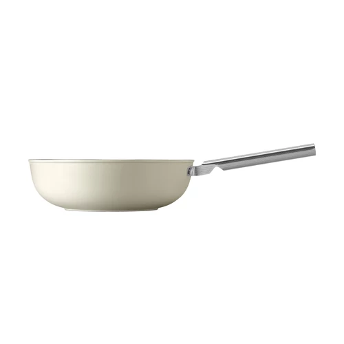 SMEG WOK SERPENYŐ, retro, rozsdamentes acél fogantyú, 30 cm, bézs